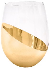 Copo Vidro Para Vinho Semi Cromado Lua Dourado 540 ML
