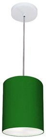 Lustre Pendente Cilíndrico Vivare Md-4012 Cúpula em Tecido 18x25cm - Bivolt - Verde-Folha - 110V/220V