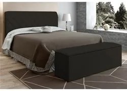 Cabeceira Cama Box Casal 140cm com Calçadeira Baú Paris Veludo Chocola