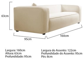 Kit Sofá 2 Lugares 160cm e Poltrona Decorativa Escritório Orgânico Cecília Bouclé - ADJ Decor