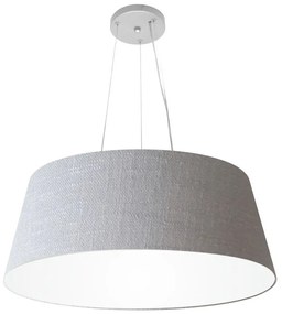 Lustre Pendente Cone Md-4072 Cúpula em Tecido 30/80x65cm Rustico Cinza - Bivolt