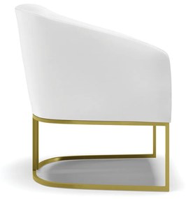 Poltrona Stella Corino Branco Base Metálica Industrial Dourado - D'Rossi