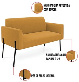 Namoradeira e 2 Poltronas Pé Ferro Preto Marisa Bouclê D03 - D'Rossi - Mostarda