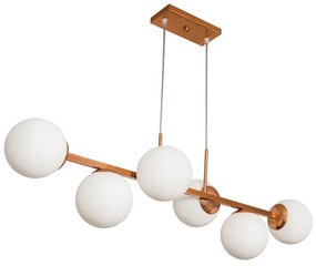 Pendente Mousse C/ 6 Globos 102Cm 6Xg9 / Cabos Cristal / Metal E Globo... (BT - Branco Texturizado, AMBAR)