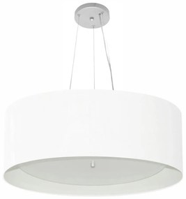 Lustre Pendente Cilíndrico Md-4013 Cúpula em Tecido 60x25cm Branco / Branco - Bivolt