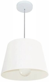 Lustre Pendente Cone Md-4240 Cúpula em Tecido 30/40x30cm Branco - Bivolt