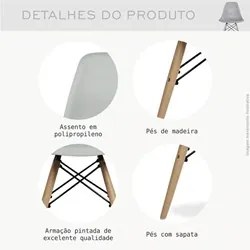 Cadeira Eiffel Charles Eames Preta F01 com Base de Madeira DSW - Mpoze