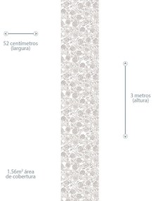 Papel de Parede floral marrom e branco 0.52m x 3.00m