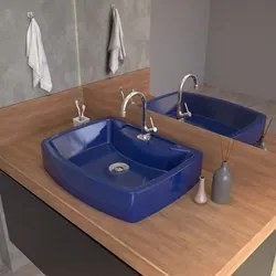 Cuba Pia De Apoio Para Banheiro Retangular Aria RT50 Azul Escuro C08 -