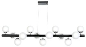 Pendente Retangular Com Globinho 130X35X35Cm 13 X G9 Metal E Globo Ø12... (CAFÉ / COBRE BRILHO)