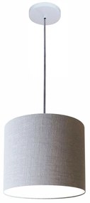 Luminária Pendente Vivare Free Lux Md-4107 Cúpula em Tecido - Rustico-Cinza - Canopla branca e fio transparente