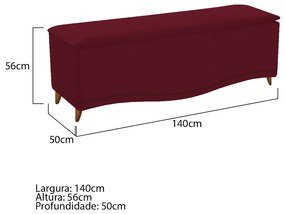 Calçadeira Estofada Yasmim 140 cm Casal Suede Bordô - ADJ Decor