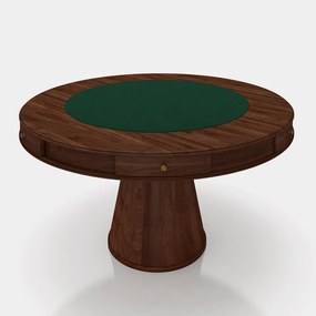 Conjunto Mesa de Jogos Carteado Bellagio Tampo Reversível e 6 Cadeiras Madeira Poker Base Cone Veludo Verde/Imbuia G42 - Gran Belo