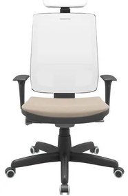 Cadeira Office Brizza Tela Branca Com Encosto Assento Poliester Fendi Autocompensador Base Standard 126cm - 63441 Sun House