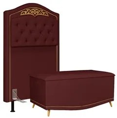 Cabeceira Cama Box Solteiro 90cm Com Calçadeira Baú Imperial J02 Velud