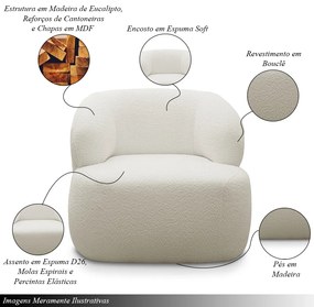 Kit 2 Poltronas Decorativas Charlote Sala de Estar Base Fixa Bouclê Off White G88 - Gran Belo