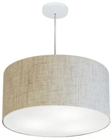 Lustre Pendente Cilíndrico Md-4215 Cúpula em Tecido 55x30cm Rustico Bege - Bivolt