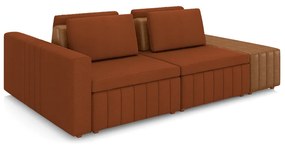 Sofá Ilha com Encosto e Almofadas Móveis Olimpo 245cm Modulado Linho/PU Terracota/Caramelo G45 - Gran Belo