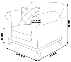 Kit 2 Poltronas Decorativas com 2 Almofadas Armstrong Suede Azul Marinho G63 - Gran Belo