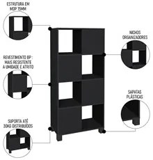 Conjunto Escritório Home Office 4 Peças Mity A06 Ipê/Preto - Mpozenato