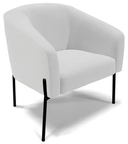 Poltrona Decorativa Pé de Ferro Preto Stella Suede Linho D03 - D'Rossi - A05 Cinza