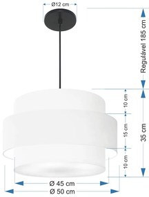 Lustre Para Sala de Jantar Vivare Md-4394 Cúpula em Tecido 50cm