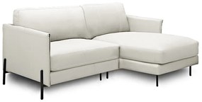 Sofá Decorativo Karine 3 Lugares Sala de estar 230cm com Chaise Pés em Aço Couro Off White G88 - Gran Belo