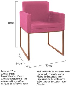 Poltrona Decorativa Bellinha Base de Ferro Bronze Corano Pink - ADJ Decor