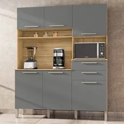 Armário de Cozinha Compacta 160cm Montreal K02 Freijó/Gris - Mpozenato