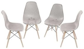 Kit com 4 Cadeiras Eames Furadinha Com Base de Madeira na Cor Fendi - 64630 Sun House