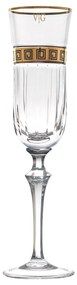 Taça de Cristal Lapidada P/ Champagne C/ Ouro Alexandria Incolor