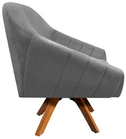 Poltrona Giratória Giovana Suede Grafite Base Madeira MM30 D'Rossi