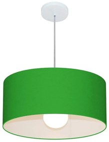 Lustre pendente cilíndrico free lux para mesa de jantar, sala, quarto, churrasqueira e balcão. - Verde-Folha - Tam: 50x21cm