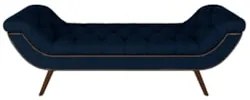 Puff Recamier Calçadeira 160cm Pés Palito Madeira Vêneto Z37 Veludo Az
