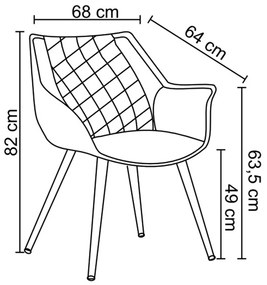 Cadeira Decorativa Sala e Escritório Mandalla PU Sintético Caramelo G56 - Gran Belo