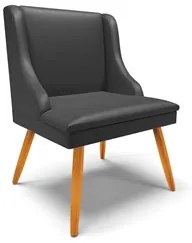 Cadeira Estofada para Sala de Jantar Pés Palito Lia Sintético Preto -