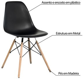 Kit 5 Cadeira Decorativa para Sala e Cozinha Garabit Preto G04 - Gran Belo