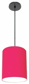 Luminária Pendente Vivare Free Lux Md-4104 Cúpula em Tecido - Pink - Canola preta e fio preto