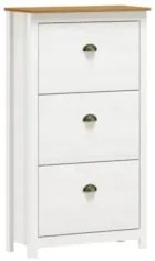 Sapateira de Madeira 3 Portas 70cm Estilo Americano Lázio F07 Branco/C