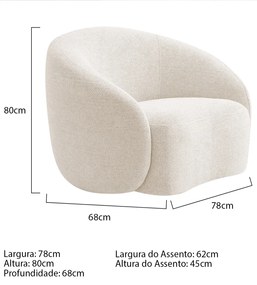 Kit Sofá 3 Lugares 200cm e 2 Poltronas Orgânica Luxo Recepção Amore Linho - ADJ Decor