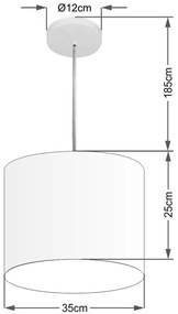 Lustre Pendente Cilíndrico Md-4143 Cúpula em Tecido 35x25cm Lilás - Bivolt