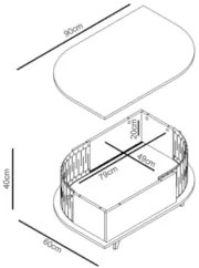 Mesa de Centro Moderna para Sala 90cm Indy Z10 Calacata/Off White - Mp