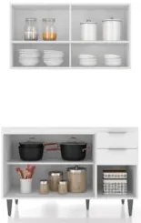 Armário de Cozinha CP01 Para Pia 120cm Pérola Z34 Branco    - Mpozenat