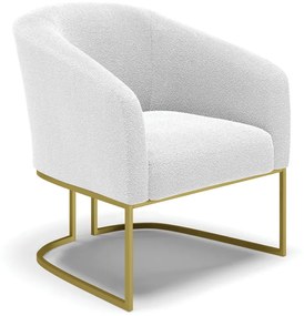 Poltrona Decorativa Base Industrial Dourado Stella Bouclê Off Wte D03 - D'Rossi