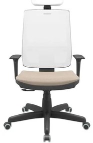 Cadeira Office Brizza Tela Branca Com Encosto Assento Poliester Fendi RelaxPlax Base Standard 126cm - 63684 Sun House