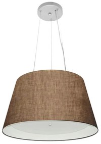 Lustre Pendente Cone Md-4119 Cúpula em Tecido 21/40x30cm Café / Branco - Bivolt
