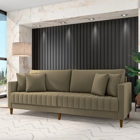 Sofá Living Decorativo Hamburgo 2 Lugares 156cm com Almofadas Pés em Madeira Veludo Castor G33 - Gran Belo