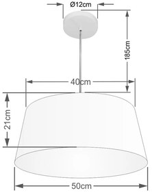 Lustre Pendente Cone Md-4050 Cúpula em Tecido 21/50x40cm Algodão Crú - Bivolt