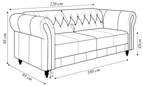 Sofá Living Sala de Estar Stanford Chesterfield 2 Lugares 220cm Pés de Madeira Couro Capuccino G58 - Gran Belo