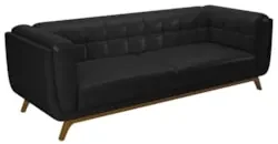 Sofá Living Decorativo 3 Lugares 240cm Bellart Z32 Sintético Preto - M